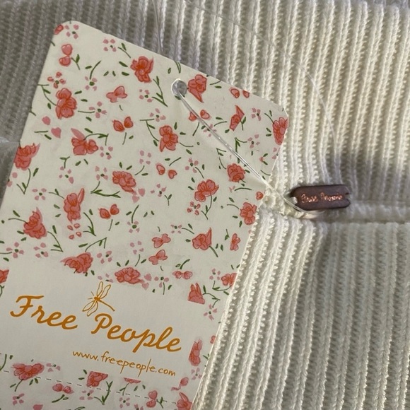 NEW Free People Ivory White Ribbed Knit High Waisted A Line Mini Skirt XS - Picture 6 of 7